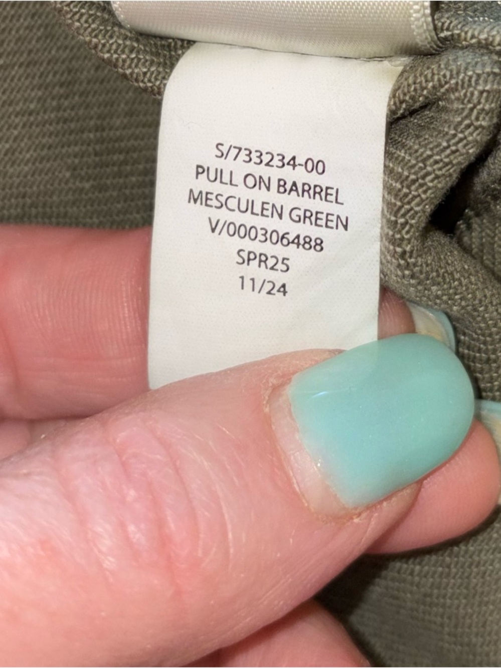 NWT GAP Mid Rise Barrel Jeans Green Pull On Soft Tapered Leg Size L - Picture 7 of 7